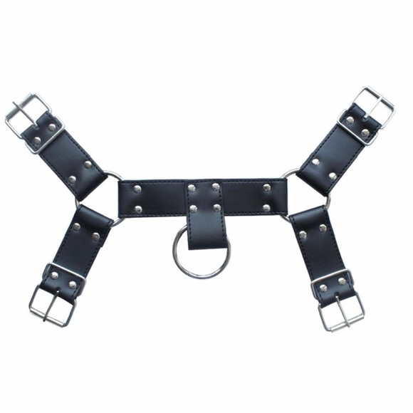 Mens PU Leather Harness Men PU Leather Adult Clubwear With Adjustable Buckles - Picture 5 of 8